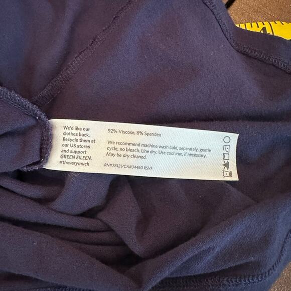 Eileen Fisher Viscose Spandex Navy Short Sleeve Stretch Shift Dress Size XS - Picture 7 of 7